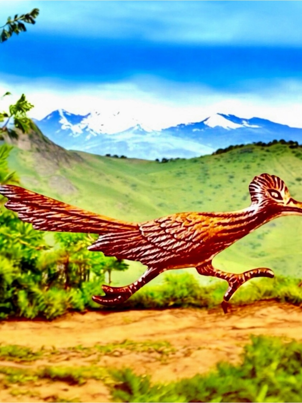Vintage Road Runner Brooch Pin Bird Copper